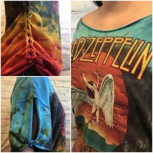 Led Zeppelin off shoulder graphic tee